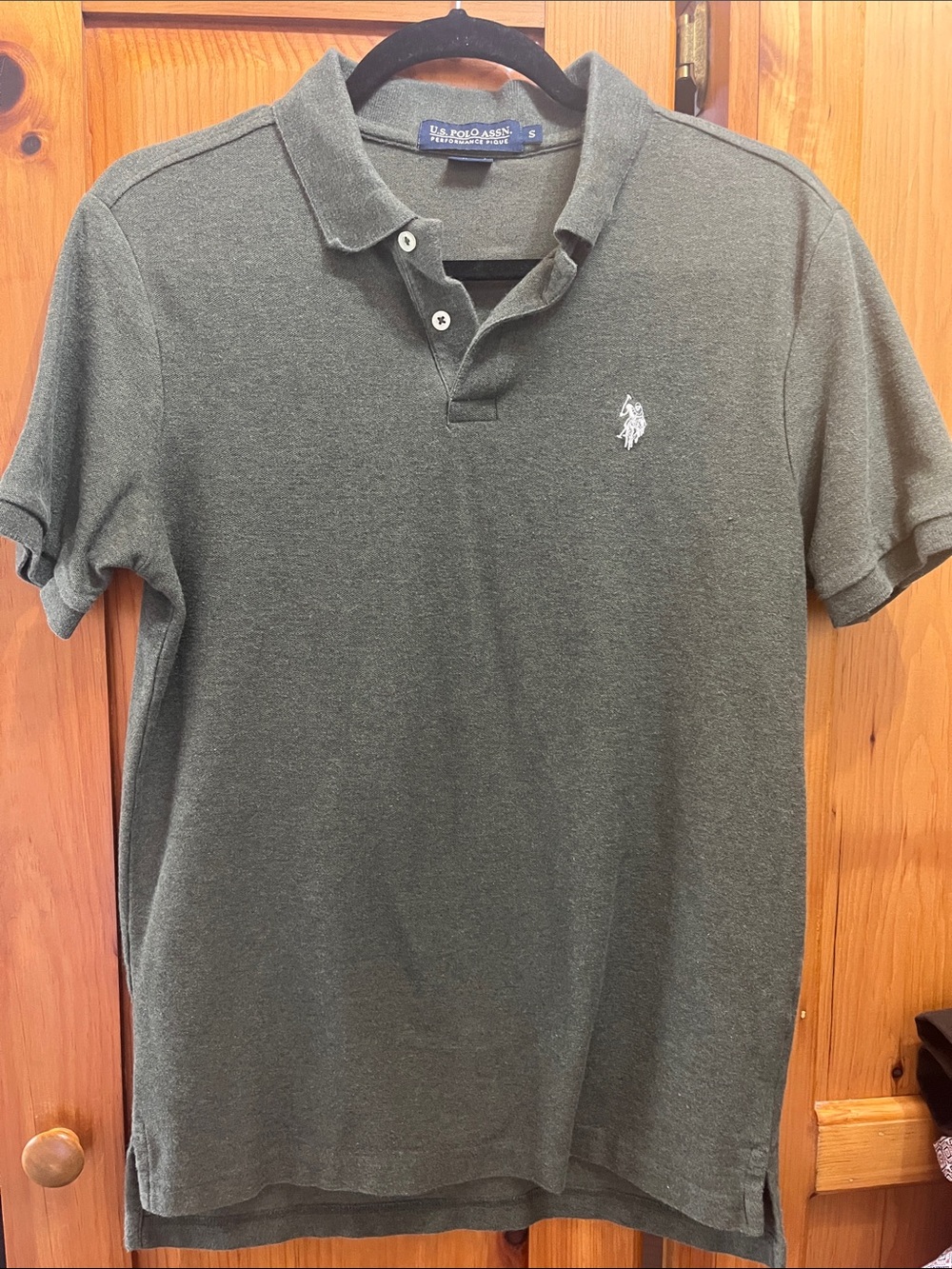 U.S. Polo Assn. Olive Green Short-Sleeve Polo with White Logo